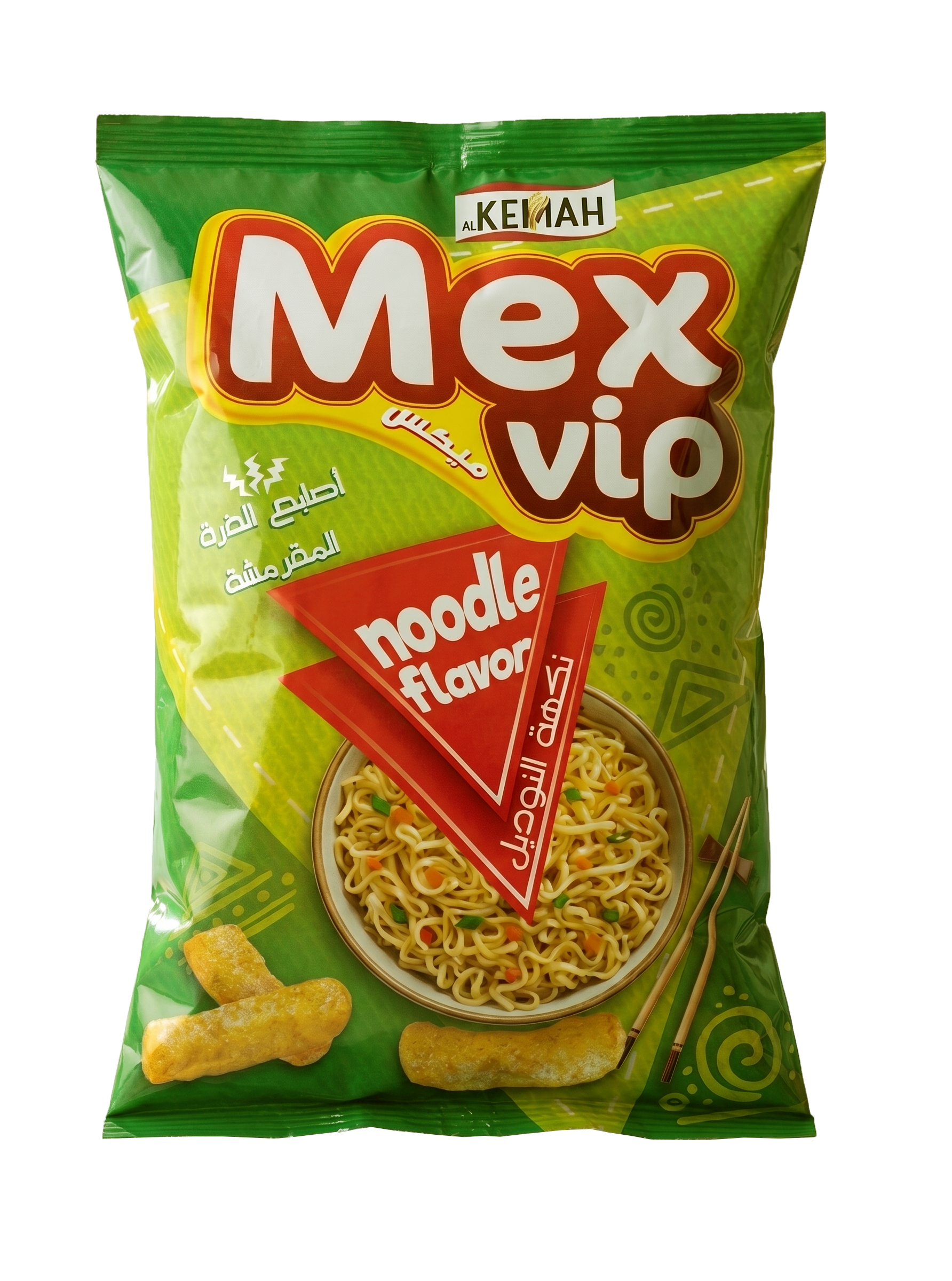 Mex Vip noodle flavor snack packaging mockup